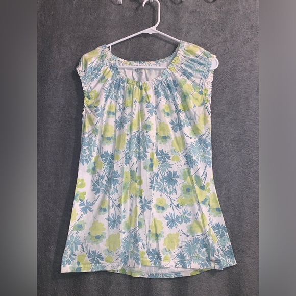 Ann Loft LOFT shirt size XL color blue and yellowish green patterns - Picture 1 of 3